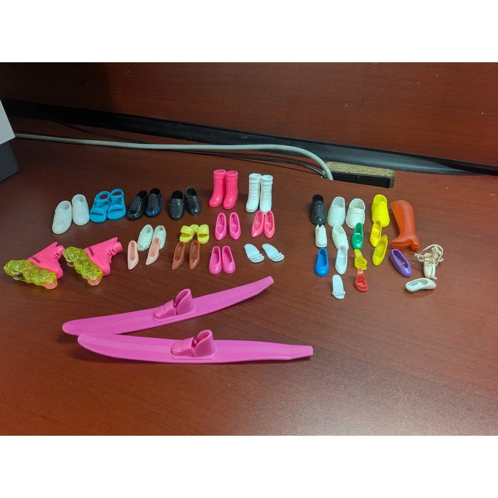 Vintage Barbie Doll Shoe Lot Rollerblade Skates Water Skis Boots Heels Mixed 90s